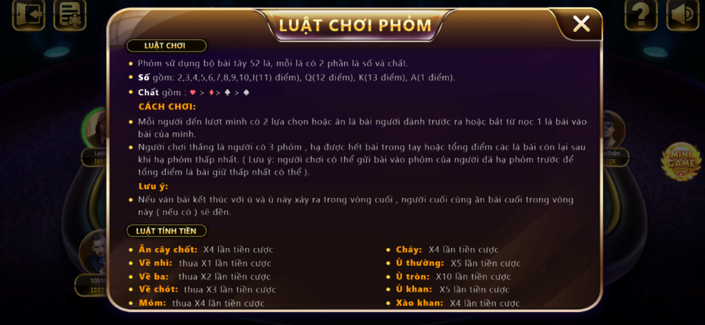 Bộ luật game bài phỏm FB68 chi tiết