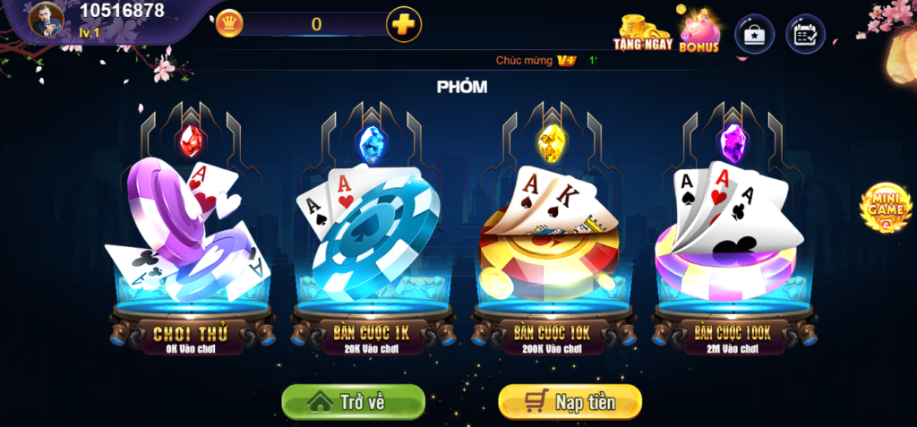 Những phòng game bài phỏm FB68