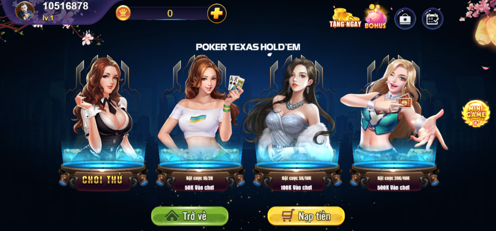 Những phòng game bài Poker tại FB68