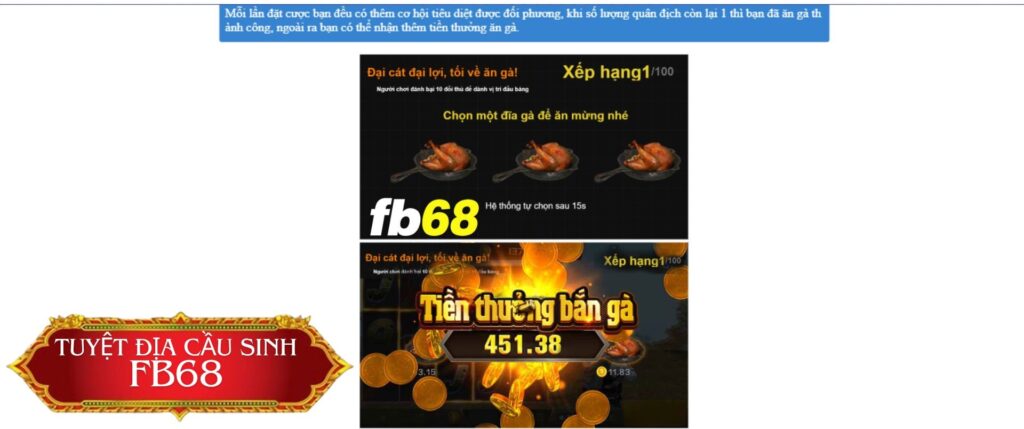 Về game tuyệt địa cầu sinh FB68